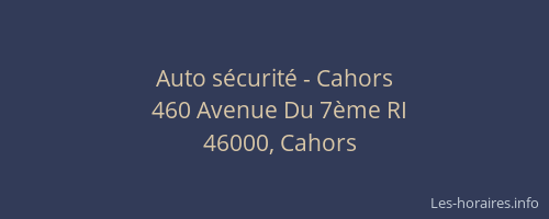 Auto sécurité - Cahors