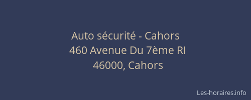 Auto s&eacute;curit&eacute; - Cahors