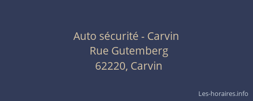 Auto s&eacute;curit&eacute; - Carvin