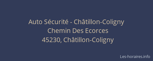 Auto S&eacute;curit&eacute; - Ch&acirc;tillon-Coligny