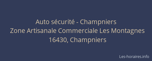 Auto s&eacute;curit&eacute; - Champniers