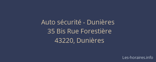 Auto s&eacute;curit&eacute; - Duni&egrave;res