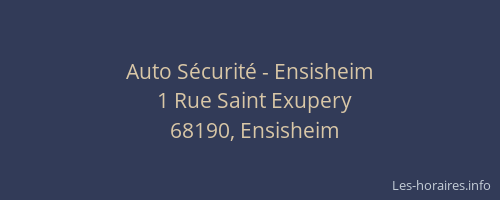 Auto S&eacute;curit&eacute; - Ensisheim
