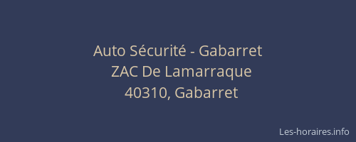 Auto S&eacute;curit&eacute; - Gabarret