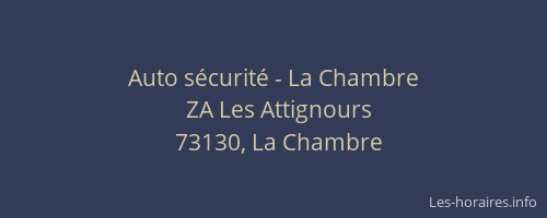 Auto s&eacute;curit&eacute; - La Chambre