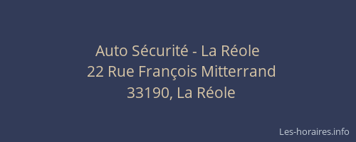 Auto S&eacute;curit&eacute; - La R&eacute;ole