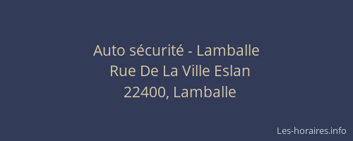 Auto sécurité - Lamballe