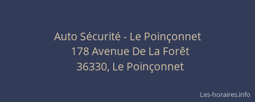 Auto S&eacute;curit&eacute; - Le Poin&ccedil;onnet