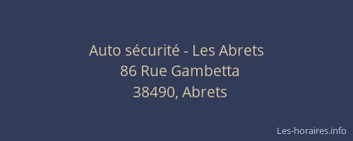 Auto s&eacute;curit&eacute; - Les Abrets