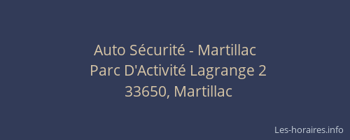 Auto S&eacute;curit&eacute; - Martillac