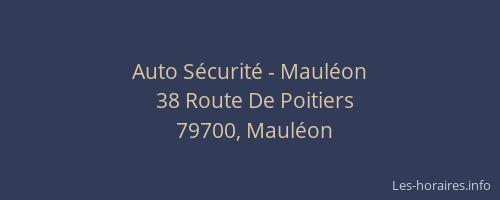 Auto S&eacute;curit&eacute; - Maul&eacute;on