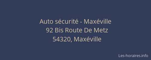 Auto s&eacute;curit&eacute; - Max&eacute;ville