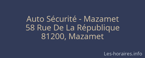 Auto S&eacute;curit&eacute; - Mazamet