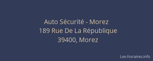 Auto Sécurité - Morez