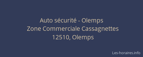 Auto sécurité - Olemps
