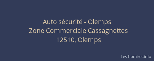 Auto s&eacute;curit&eacute; - Olemps