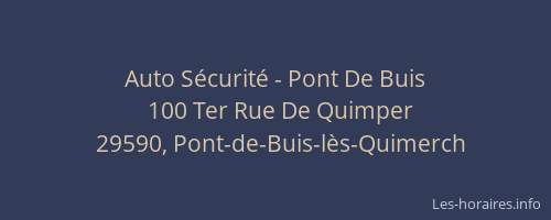 Auto S&eacute;curit&eacute; - Pont De Buis