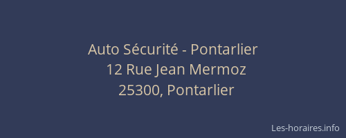 Auto Sécurité - Pontarlier
