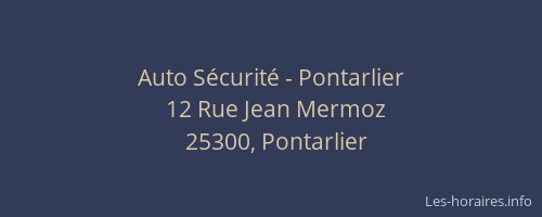 Auto S&eacute;curit&eacute; - Pontarlier