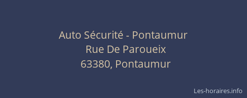 Auto S&eacute;curit&eacute; - Pontaumur