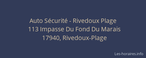 Auto S&eacute;curit&eacute; - Rivedoux Plage