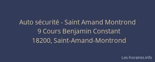 Auto sécurité - Saint Amand Montrond