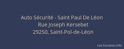 Auto Sécurité - Saint Paul De Léon