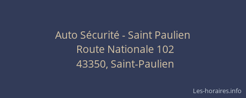 Auto S&eacute;curit&eacute; - Saint Paulien