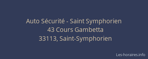 Auto Sécurité - Saint Symphorien