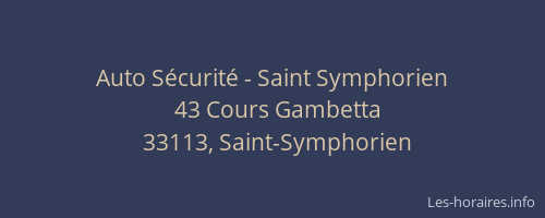 Auto S&eacute;curit&eacute; - Saint Symphorien