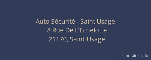 Auto S&eacute;curit&eacute; - Saint Usage