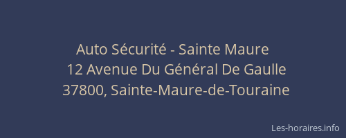 Auto Sécurité - Sainte Maure
