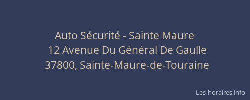 Auto S&eacute;curit&eacute; - Sainte Maure