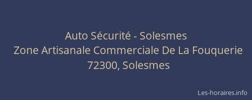 Auto S&eacute;curit&eacute; - Solesmes