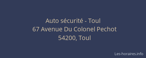 Auto s&eacute;curit&eacute; - Toul