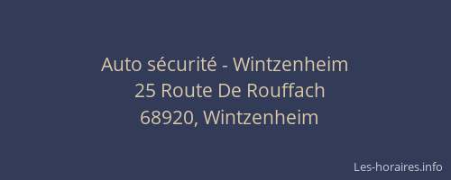 Auto sécurité - Wintzenheim