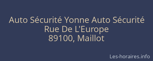 Auto S&eacute;curit&eacute; Yonne Auto S&eacute;curit&eacute;