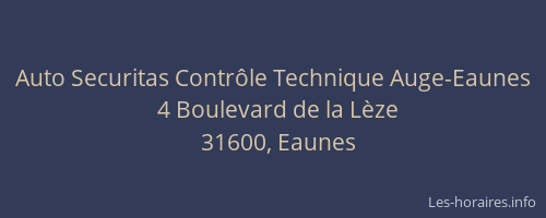 Auto Securitas Contrôle Technique Auge-Eaunes