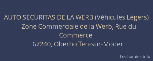 AUTO SÉCURITAS DE LA WERB (Véhicules Légers)