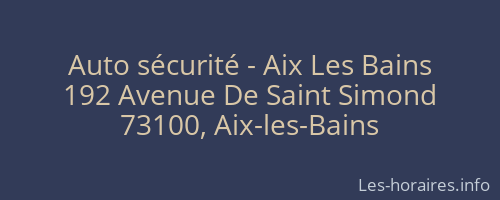 Auto sécurité - Aix Les Bains