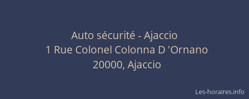 Auto sécurité - Ajaccio