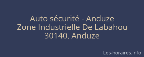 Auto sécurité - Anduze