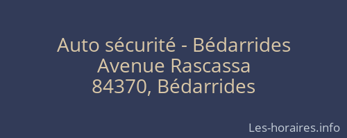 Auto sécurité - Bédarrides