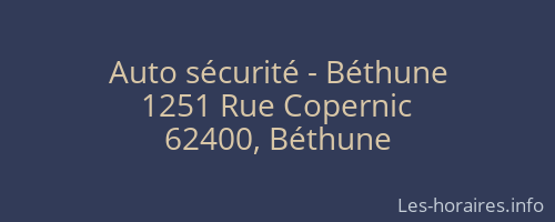 Auto sécurité - Béthune