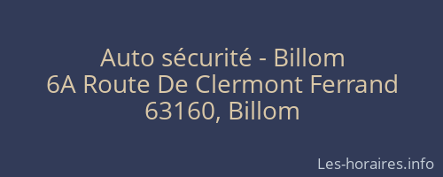 Auto sécurité - Billom