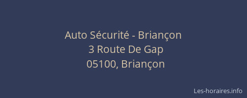 Auto Sécurité - Briançon