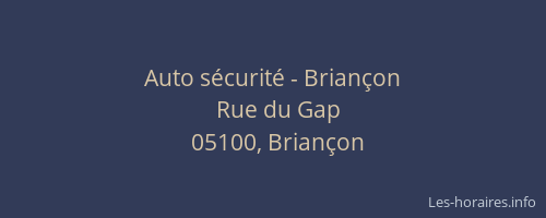 Auto sécurité - Briançon
