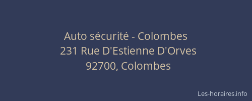 Auto sécurité - Colombes