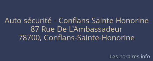 Auto sécurité - Conflans Sainte Honorine