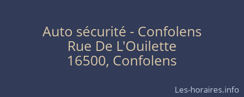 Auto sécurité - Confolens